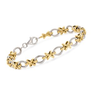 Sterling Silver and 14kt Yellow Gold XO-Link Bracelet