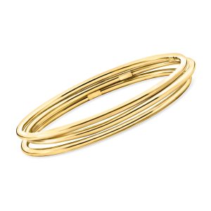 Italian 22kt Gold Over Sterling Jewelry Set: Three Polished Bangle Bracelets