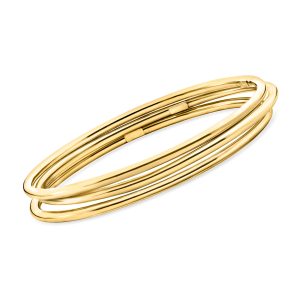 Italian 22kt Gold Over Sterling Jewelry Set: Three Polished Bangle Bracelets