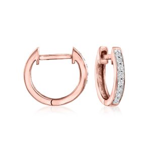 .10 ct. t.w. Diamond Huggie Hoop Earrings in 14kt Rose Gold. 3/8"