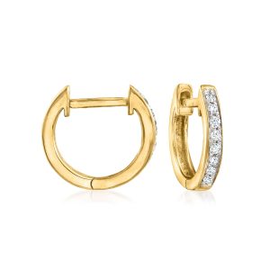 .10 ct. t.w. Diamond Huggie Hoop Earrings in 14kt Yellow Gold. 1/4"