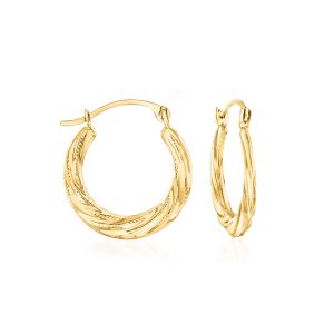 14kt Yellow Gold Small Twisted Hoop Earrings. 5/8"