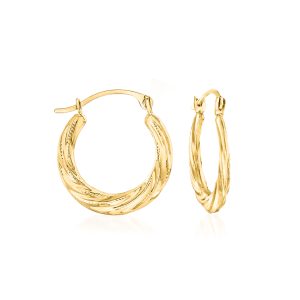 14kt Yellow Gold Small Twisted Hoop Earrings. 5/8"