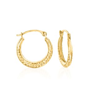 14kt Yellow Gold Small Roped Hoop Earrings. 1/2"