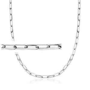 Italian Sterling Silver Paper Clip Link Necklace