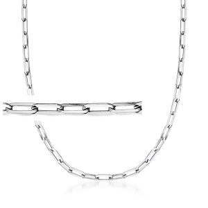 Italian Sterling Silver Paper Clip Link Necklace