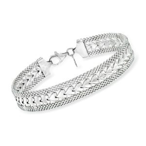 Italian Sterling Silver Heart-Motif Bracelet