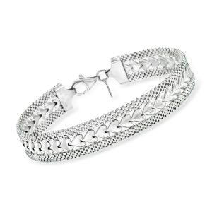 Italian Sterling Silver Heart-Motif Bracelet