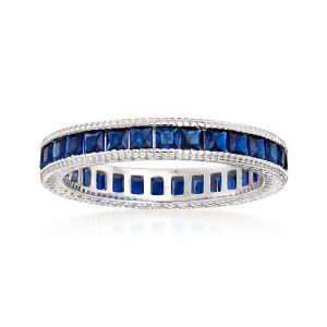 1.40 ct. t.w. Simulated Sapphire Eternity Band in Sterling Silver
