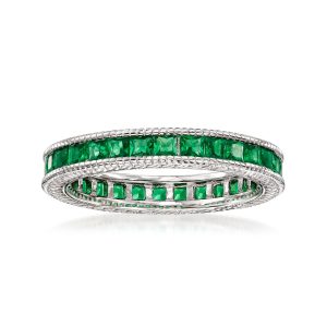 1.40 ct. t.w. Simulated Emerald Eternity Band in Sterling Silver