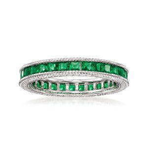 1.40 ct. t.w. Simulated Emerald Eternity Band in Sterling Silver