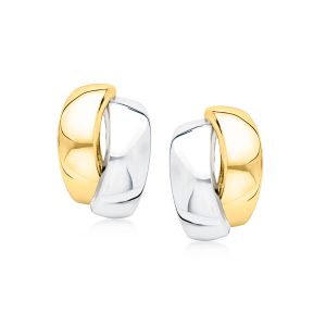 14kt Two-Tone Gold Curved Earrings
