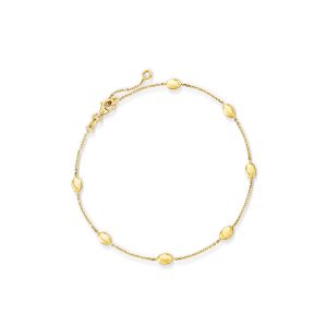 Italian 14kt Yellow Gold Oval-Bead Station Anklet. 9"