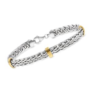 Sterling Silver and 14kt Yellow Gold Wheat Bracelet