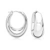 Italian Sterling Silver Graduated Hoop Earrings. 1 1/8"