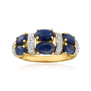 2.80 ct. t.w. Sapphire Ring with Diamonds in 14kt Yellow Gold