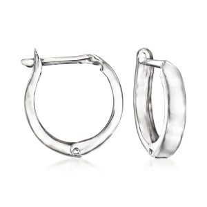 14kt White Gold Huggie Hoop Earrings. 1/2"