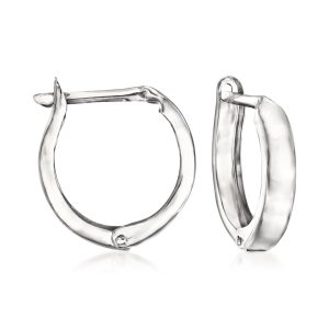 14kt White Gold Huggie Hoop Earrings. 1/2"