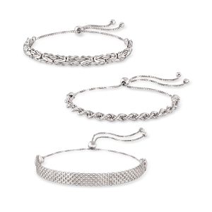 Sterling Silver Jewelry Set: Multi-Link Bolo Bracelets
