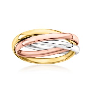 Italian 14kt Tri-Colored Gold Rolling Ring