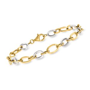 14kt Two-Tone Gold Oval-Link Bracelet