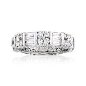 2.80 ct. t.w. Baguette and Round CZ Eternity Band in Sterling Silver