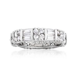 2.80 ct. t.w. Baguette and Round CZ Eternity Band in Sterling Silver