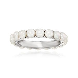 3.5mm Cultured Pearl Eternity Band in Sterling Silver