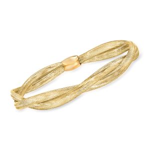 Italian 14kt Yellow Gold Double-Mesh Bangle Bracelet