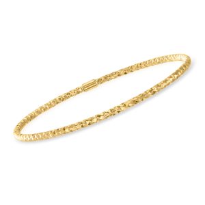 Italian 14kt Yellow Gold Hammered Bangle Bracelet