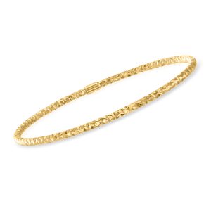 Italian 14kt Yellow Gold Hammered Bangle Bracelet