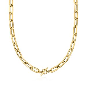 Italian 14kt Yellow Gold Paper Clip Link Toggle Necklace