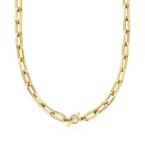 Italian 14kt Yellow Gold Paper Clip Link Toggle Necklace
