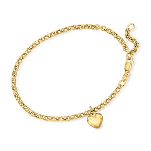 Italian 18kt Yellow Gold Heart Charm Bracelet. 6.25"