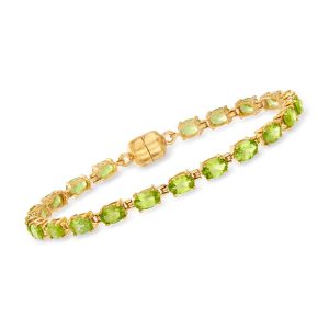 8.50 ct. t.w. Peridot Tennis Bracelet in 18kt Gold Over Sterling with Magnetic Clasp
