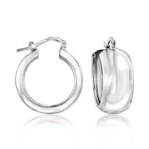 Italian Sterling Silver Hoop Earrings. 7/8"