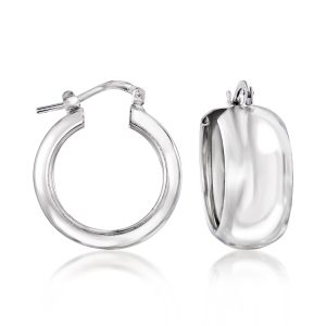 Italian Sterling Silver Hoop Earrings. 7/8"