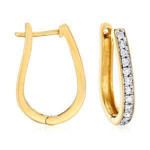 .50 ct. t.w. Diamond Oval Hoop Earrings in 18kt Gold Over Sterling. 3/4"