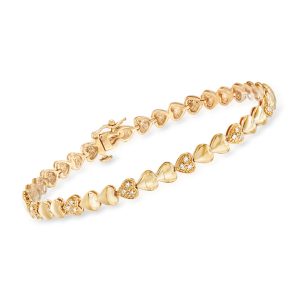 .25 ct. t.w. Diamond Heart Bracelet in 18kt Gold Over Sterling