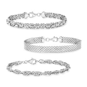 Sterling Silver Jewelry Set: Three Link Bracelets