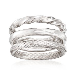 Sterling Silver Jewelry Set: Three Polished Rings