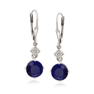 4.80 ct. t.w. Sapphire Drop Earrings with Diamonds in Sterling Silver