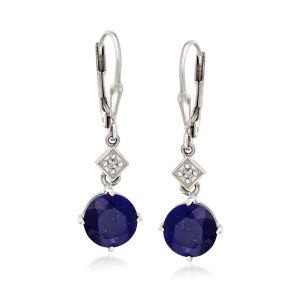 4.80 ct. t.w. Sapphire Drop Earrings with Diamonds in Sterling Silver