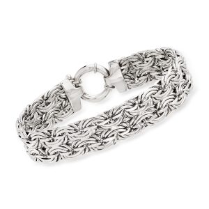 Sterling Silver Wide Byzantine Bracelet