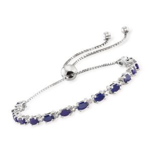 4.50 ct. t.w. Sapphire Bolo Bracelet with Diamonds in Sterling Silver