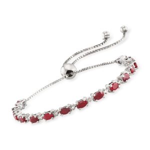 4.50 ct. t.w. Ruby Bolo Bracelet with Diamonds in Sterling Silver