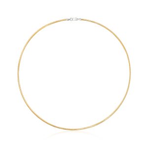 Italian 2mm Reversible Omega Necklace in Two-Tone Sterling Silver