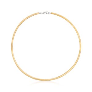 Italian 4mm Reversible Omega Necklace in Two-Tone Sterling Silver