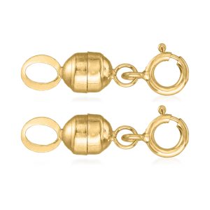 Italian Set of Two Small Magnetic Clasp Converters: 14kt Yellow Gold