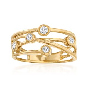 .25 ct. t.w. Diamond Crisscross Ring in 18kt Gold Over Sterling